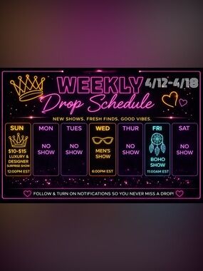 4/12-4/18 LIVE SHOW Weekly Drop Schedule